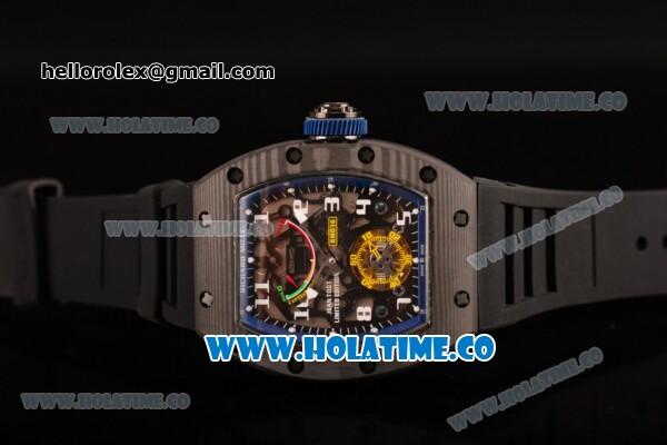Richard Mille Jean Todt Limited Edition RM 036 Asia Seagull SH Automatic Carbon Fiber Case with Skelton Dial White Markers and Blue Inner Bezel - Click Image to Close